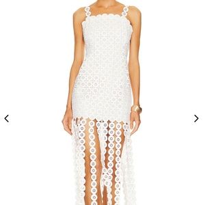 Jaycee Lace Fringe Midi Dress